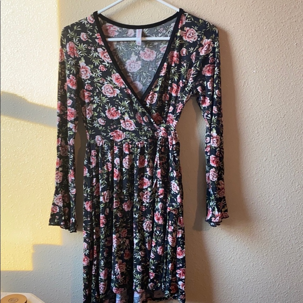 Deep V floral dress